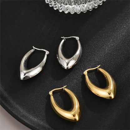 1 Pair Commute V Shape Oval Polishing Plating Stainless Steel 18k Gold Plated Earrings