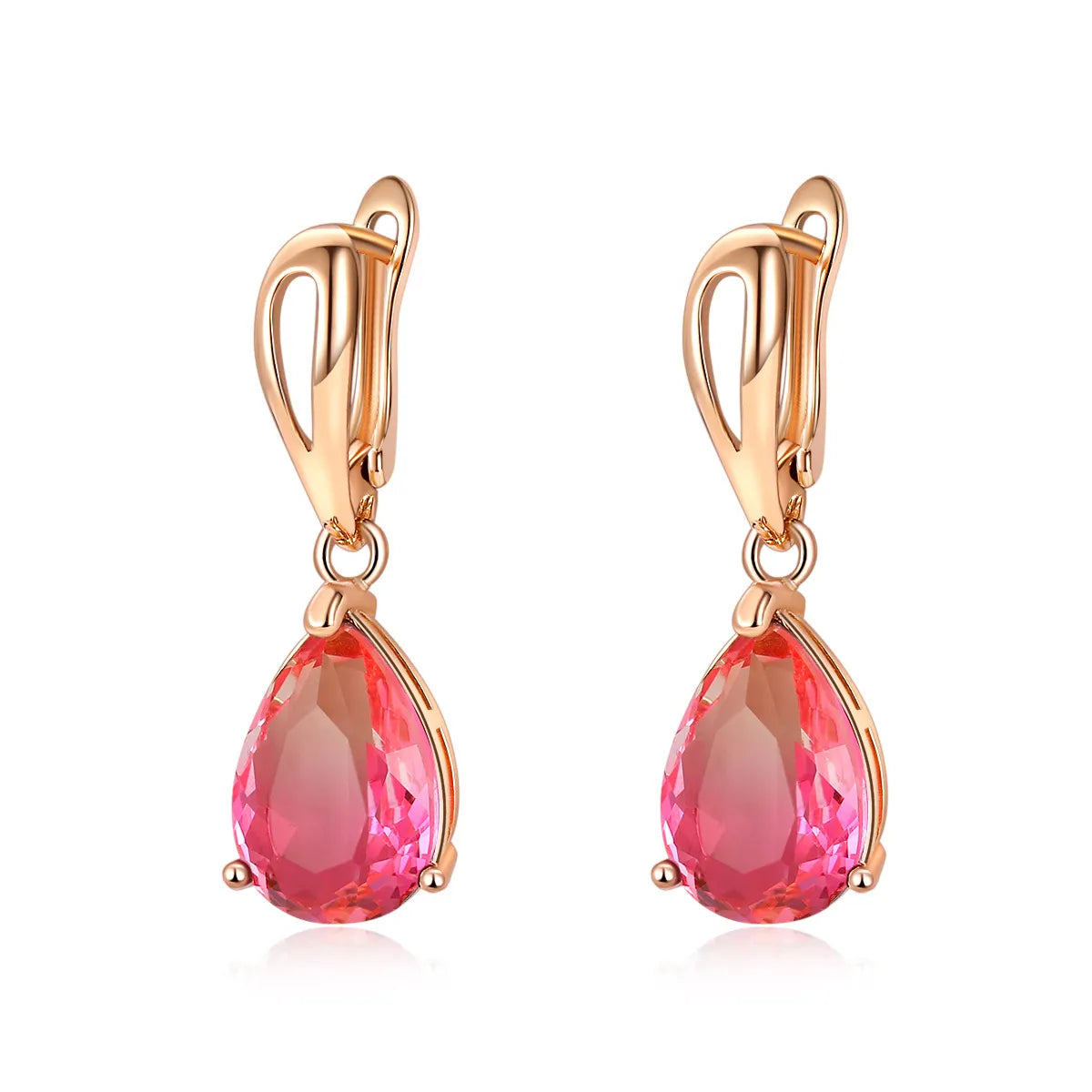 1 Pair Commute Water Droplets Plating Inlay Copper Zircon Gold Plated Drop Earrings