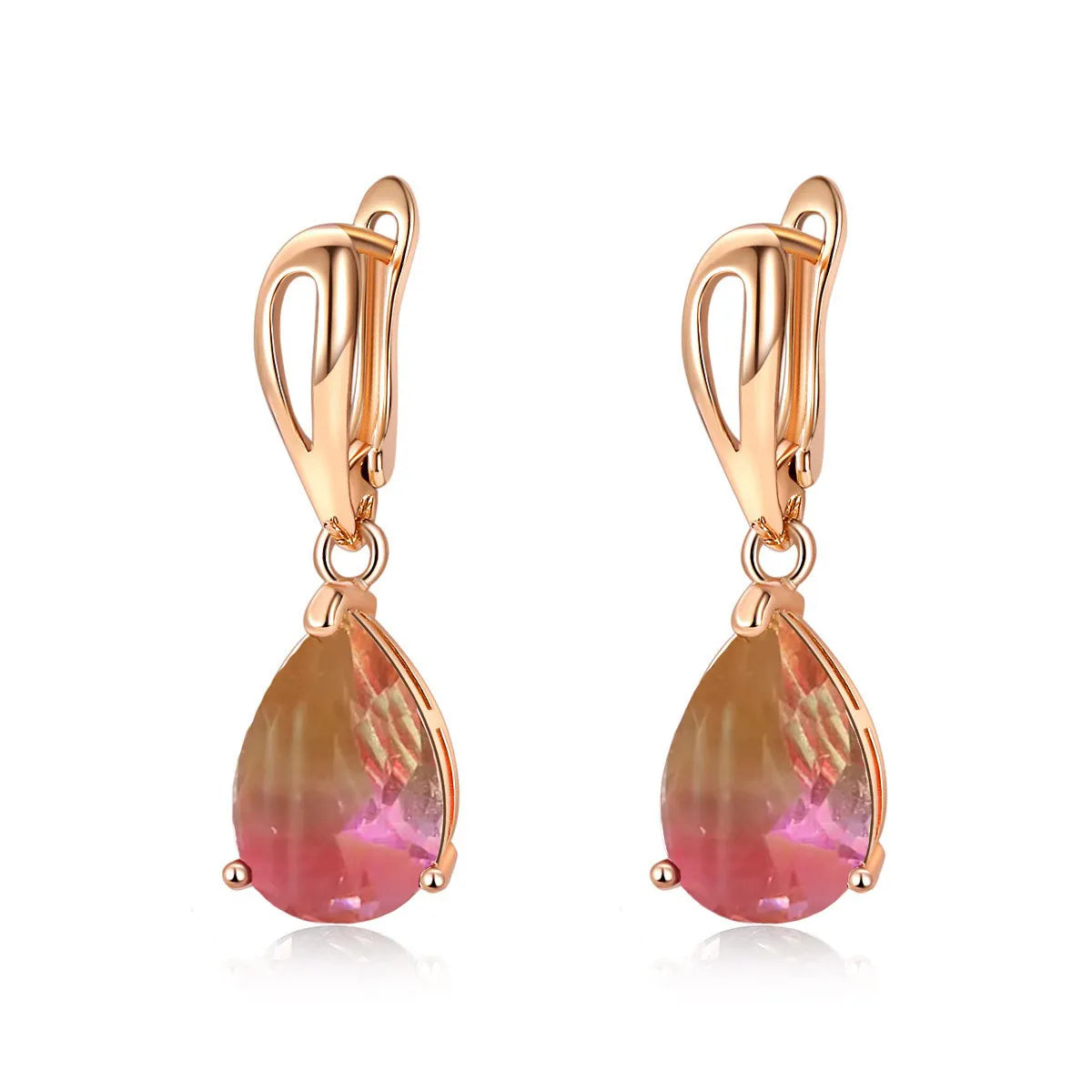 1 Pair Commute Water Droplets Plating Inlay Copper Zircon Gold Plated Drop Earrings