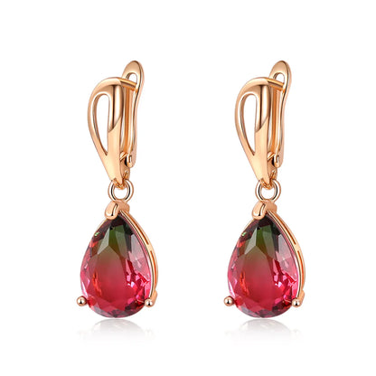 1 Pair Commute Water Droplets Plating Inlay Copper Zircon Gold Plated Drop Earrings