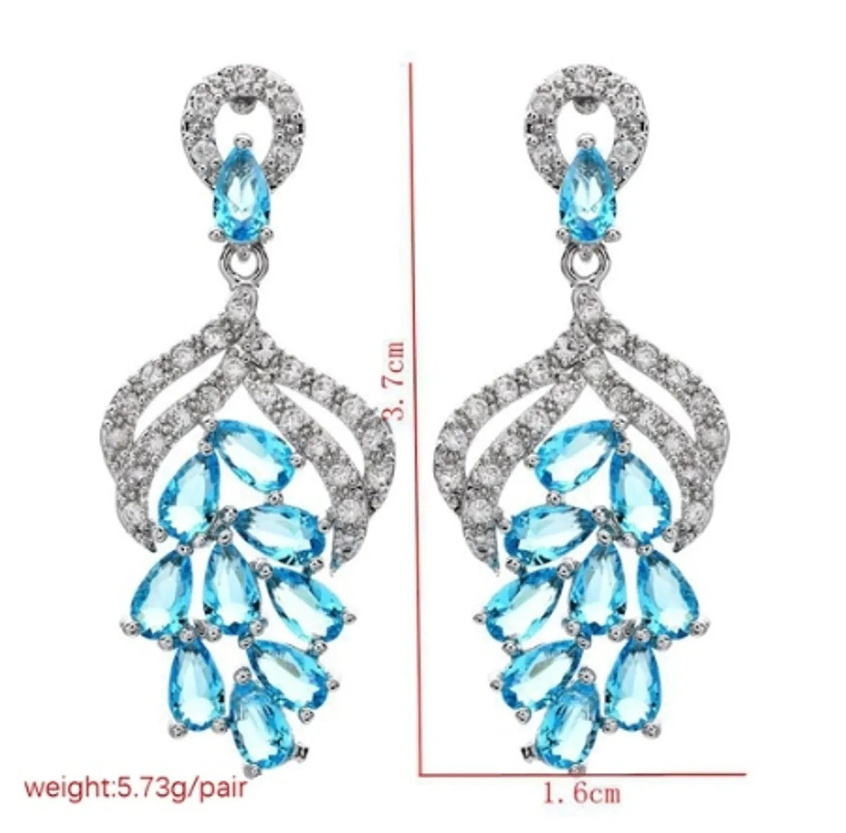 1 Pair Commute Water Droplets Plating Inlay Copper Zircon White Gold Plated Drop Earrings