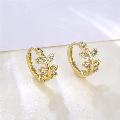 1 Pair Cool Style Shiny C Shape Circle Water Droplets Plating Inlay Copper Alloy Brass Zircon 14K Gold Plated Earrings