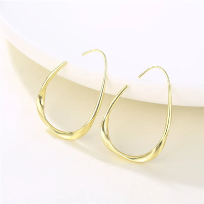 1 Pair Cool Style Shiny C Shape Circle Water Droplets Plating Inlay Copper Alloy Brass Zircon 14K Gold Plated Earrings