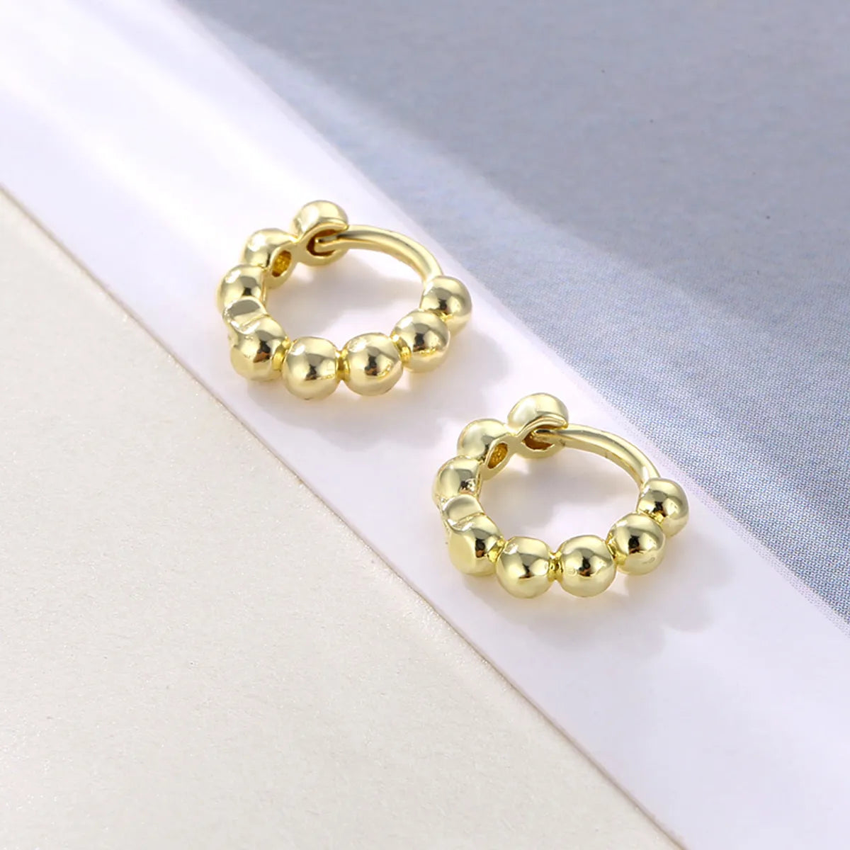 1 Pair Cool Style Shiny C Shape Circle Water Droplets Plating Inlay Copper Alloy Brass Zircon 14K Gold Plated Earrings