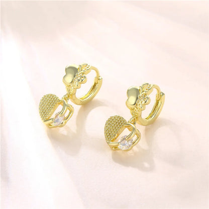 1 Pair Cool Style Shiny C Shape Circle Water Droplets Plating Inlay Copper Alloy Brass Zircon 14K Gold Plated Earrings