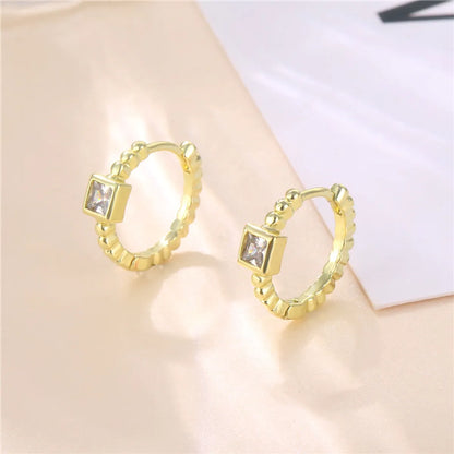 1 Pair Cool Style Shiny C Shape Circle Water Droplets Plating Inlay Copper Alloy Brass Zircon 14K Gold Plated Earrings