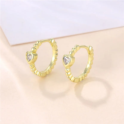 1 Pair Cool Style Shiny C Shape Circle Water Droplets Plating Inlay Copper Alloy Brass Zircon 14K Gold Plated Earrings