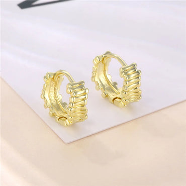 1 Pair Cool Style Shiny C Shape Circle Water Droplets Plating Inlay Copper Alloy Brass Zircon 14K Gold Plated Earrings