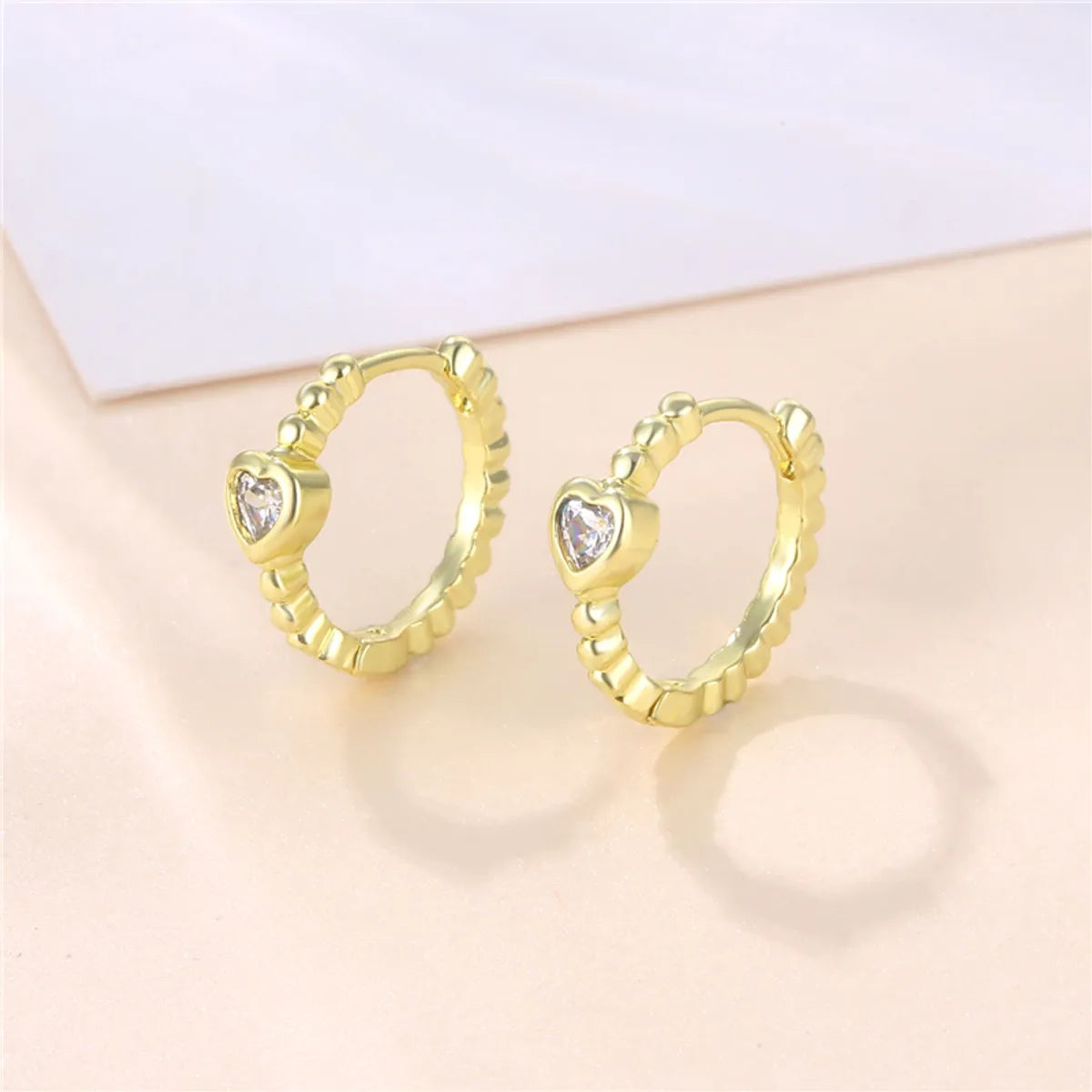 1 Pair Cool Style Shiny C Shape Circle Water Droplets Plating Inlay Copper Alloy Brass Zircon 14K Gold Plated Earrings