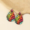 1 Pair Cool Style Water Droplets Bat Skull Printing Pu Leather Earrings