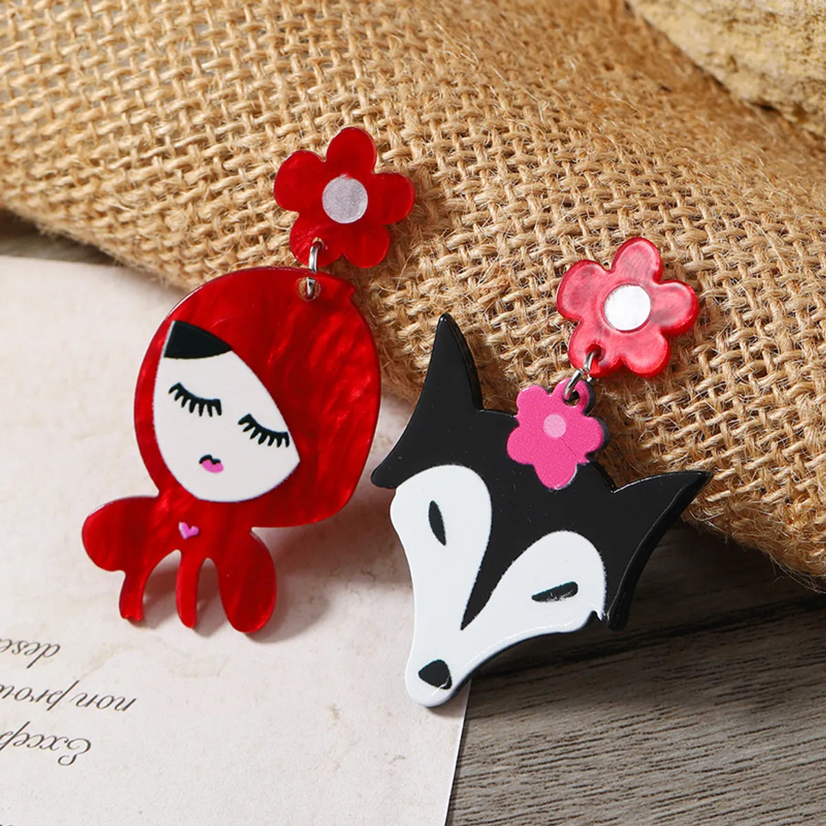 1 Pair Cute Animal Cartoon Character Painted Arylic Drop Earrings