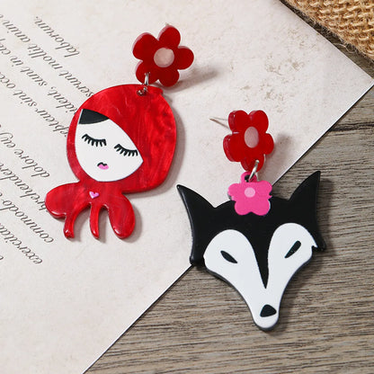 1 Pair Cute Animal Cartoon Character Painted Arylic Drop Earrings