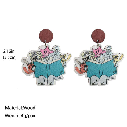 1 Pair Cute Animal Letter Elephant Wood Drop Earrings