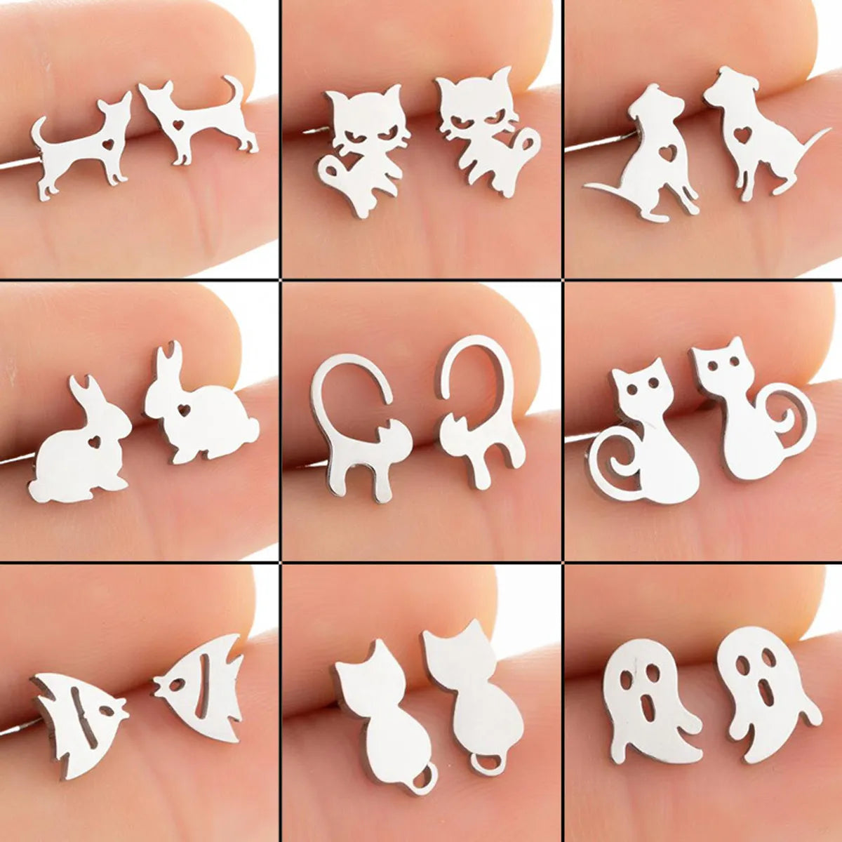 1 Pair Cute Animal Titanium Steel Plating Ear Studs