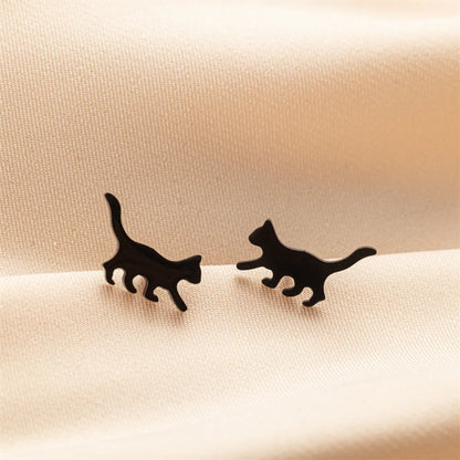 1 Pair Cute Basic Classic Style Dog Lion Cat Polishing Plating 304 Stainless Steel 18K Gold Plated Ear Studs