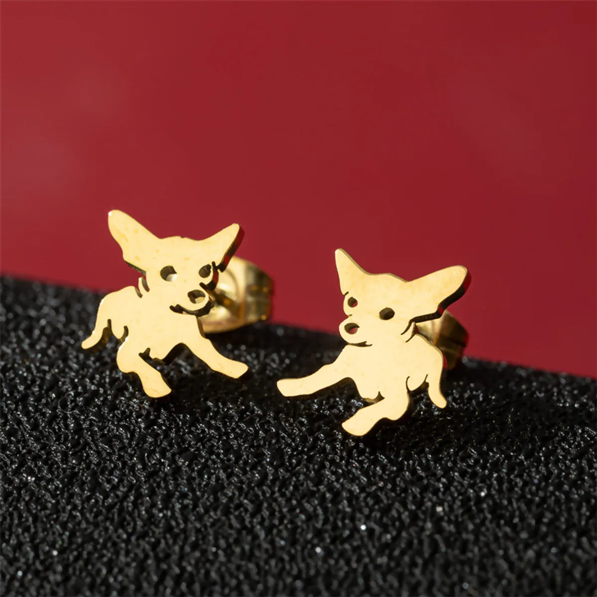 1 Pair Cute Basic Classic Style Dog Lion Cat Polishing Plating 304 Stainless Steel 18K Gold Plated Ear Studs