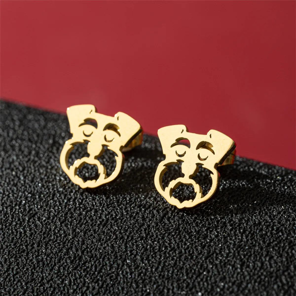 1 Pair Cute Basic Classic Style Dog Lion Cat Polishing Plating 304 Stainless Steel 18K Gold Plated Ear Studs