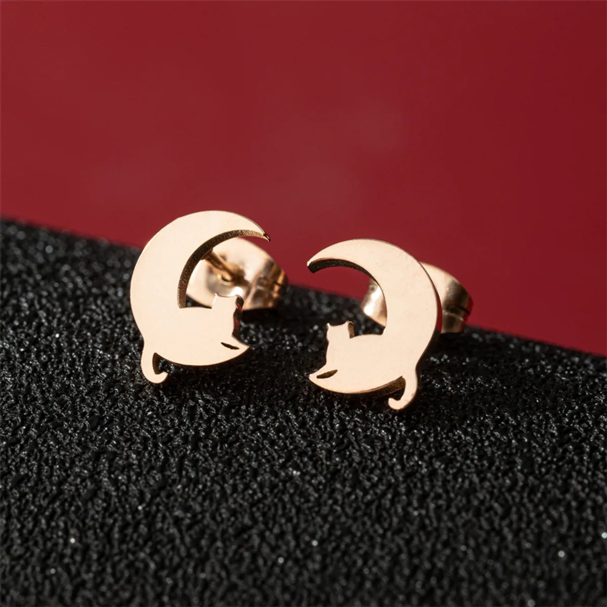 1 Pair Cute Basic Classic Style Dog Lion Cat Polishing Plating 304 Stainless Steel 18K Gold Plated Ear Studs