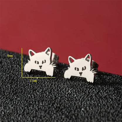 1 Pair Cute Basic Classic Style Dog Lion Cat Polishing Plating 304 Stainless Steel 18K Gold Plated Ear Studs