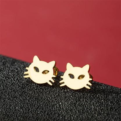 1 Pair Cute Basic Classic Style Dog Lion Cat Polishing Plating 304 Stainless Steel 18K Gold Plated Ear Studs