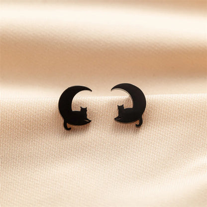 1 Pair Cute Basic Classic Style Dog Lion Cat Polishing Plating 304 Stainless Steel 18K Gold Plated Ear Studs