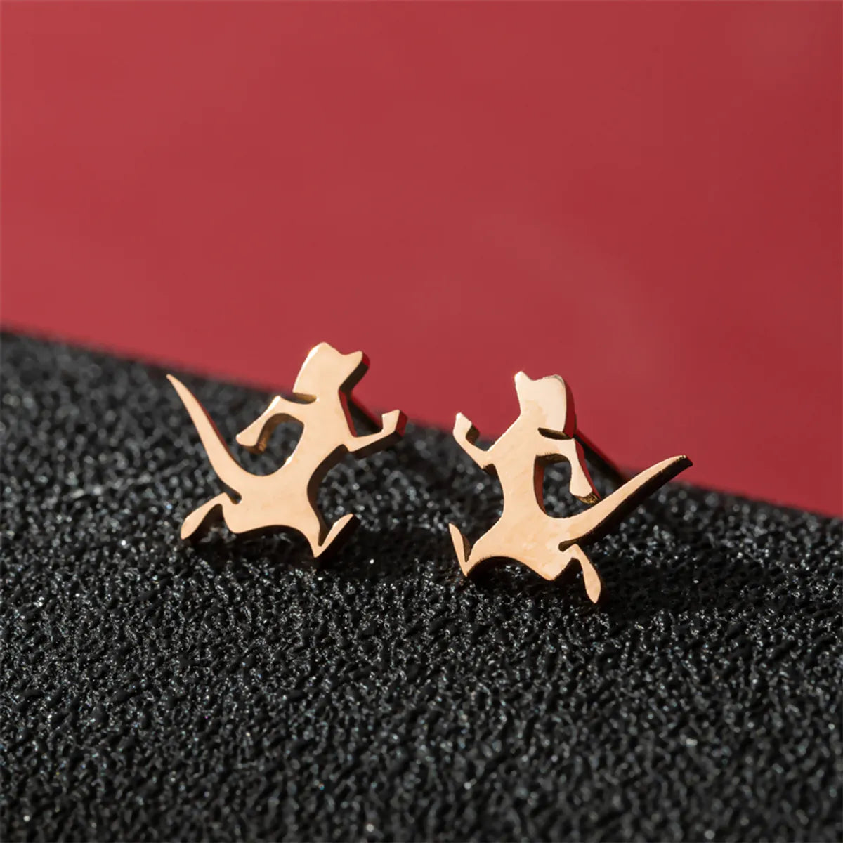 1 Pair Cute Basic Classic Style Dog Lion Cat Polishing Plating 304 Stainless Steel 18K Gold Plated Ear Studs