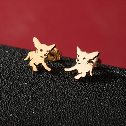 1 Pair Cute Basic Classic Style Dog Lion Cat Polishing Plating 304 Stainless Steel 18K Gold Plated Ear Studs