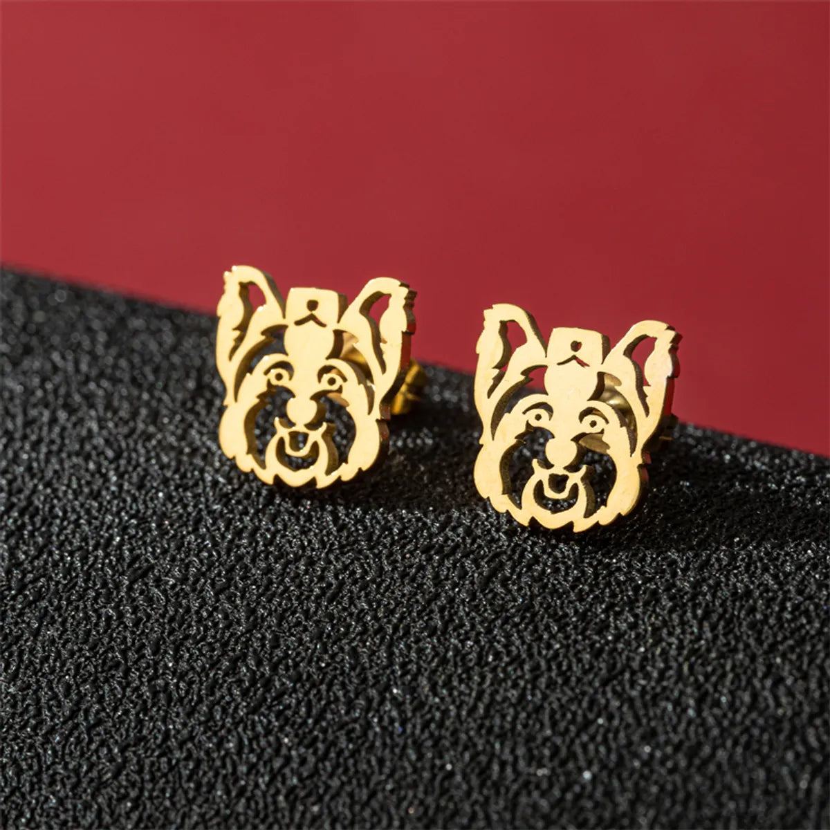 1 Pair Cute Basic Classic Style Dog Lion Cat Polishing Plating 304 Stainless Steel 18K Gold Plated Ear Studs