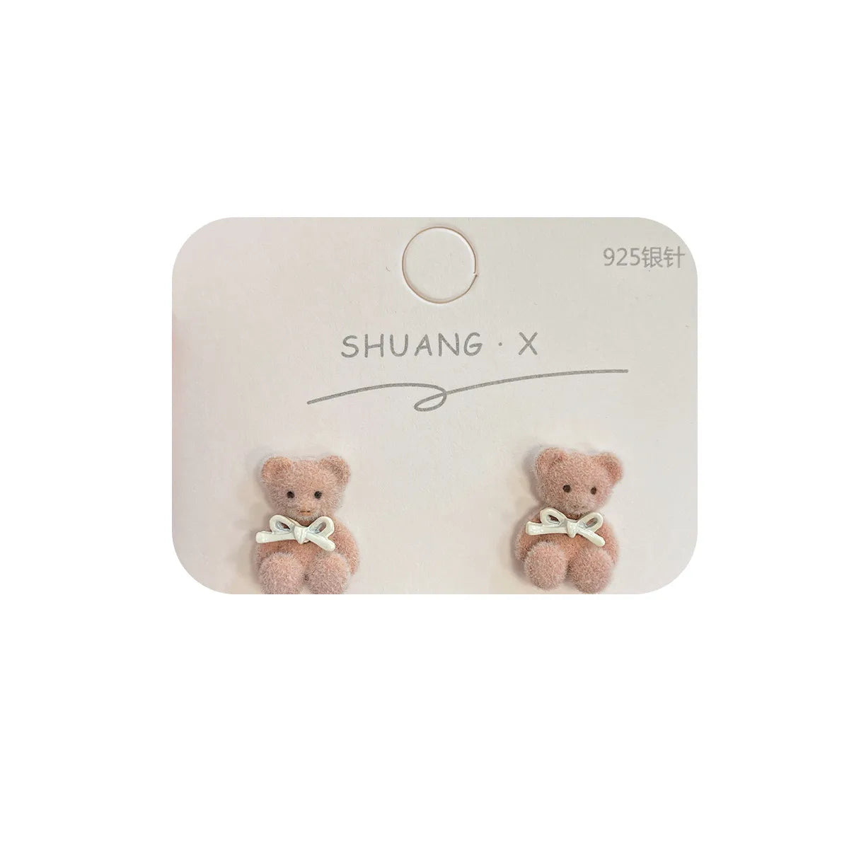 1 Pair Cute Bear Enamel Alloy Flocking Ear Studs