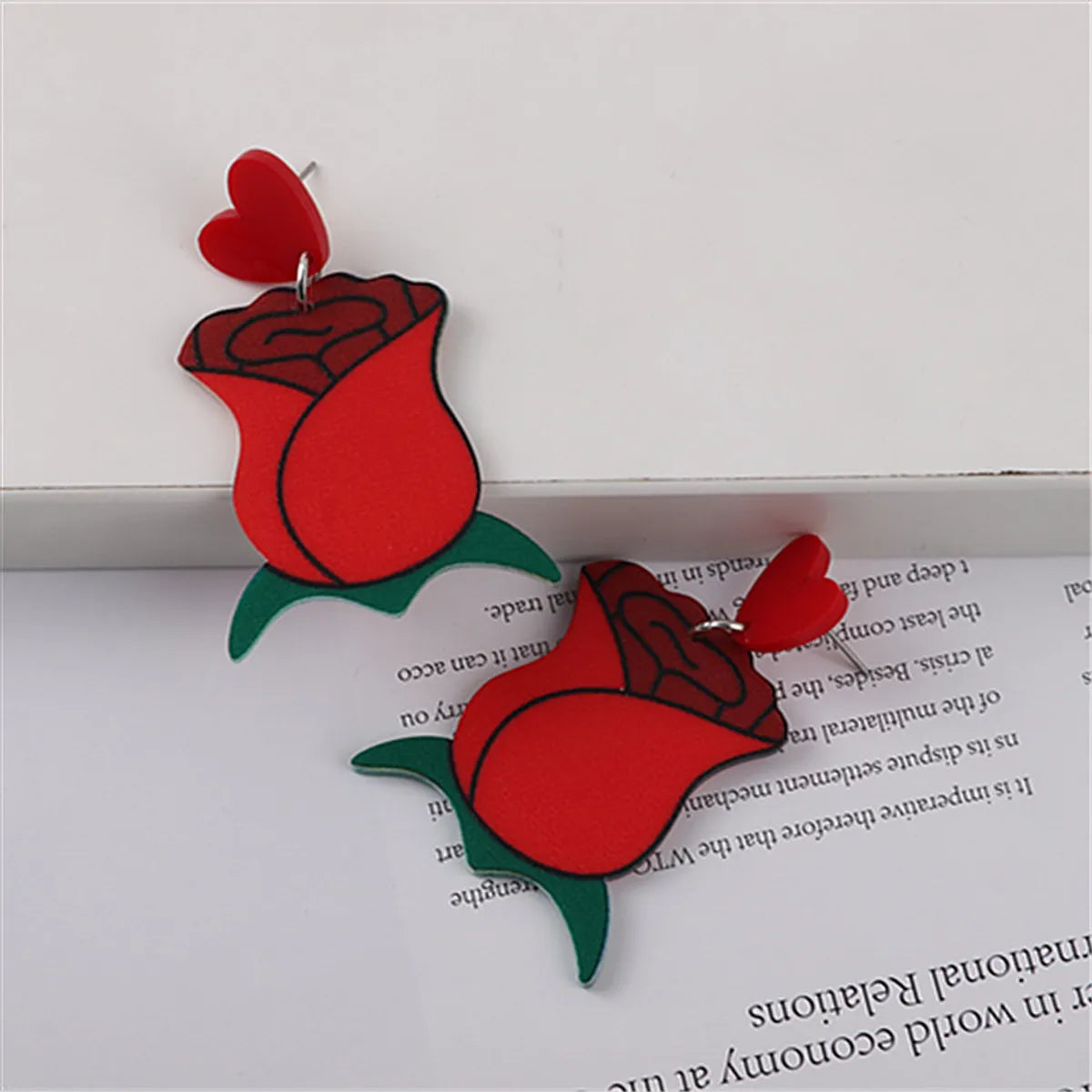 1 Pair Cute Bear Heart Shape Rose Arylic Christmas Valentine's Day Women's Drop Earrings