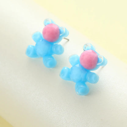 1 Pair Cute Bear Plastic Ear Studs