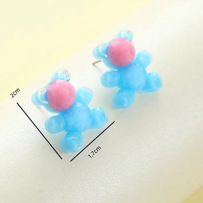 1 Pair Cute Bear Plastic Ear Studs