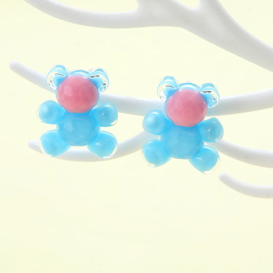 1 Pair Cute Bear Plastic Ear Studs