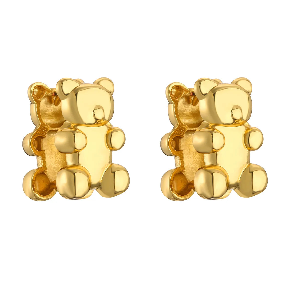 1 Pair Cute Bear Plating Copper 18k Gold Plated Ear Studs