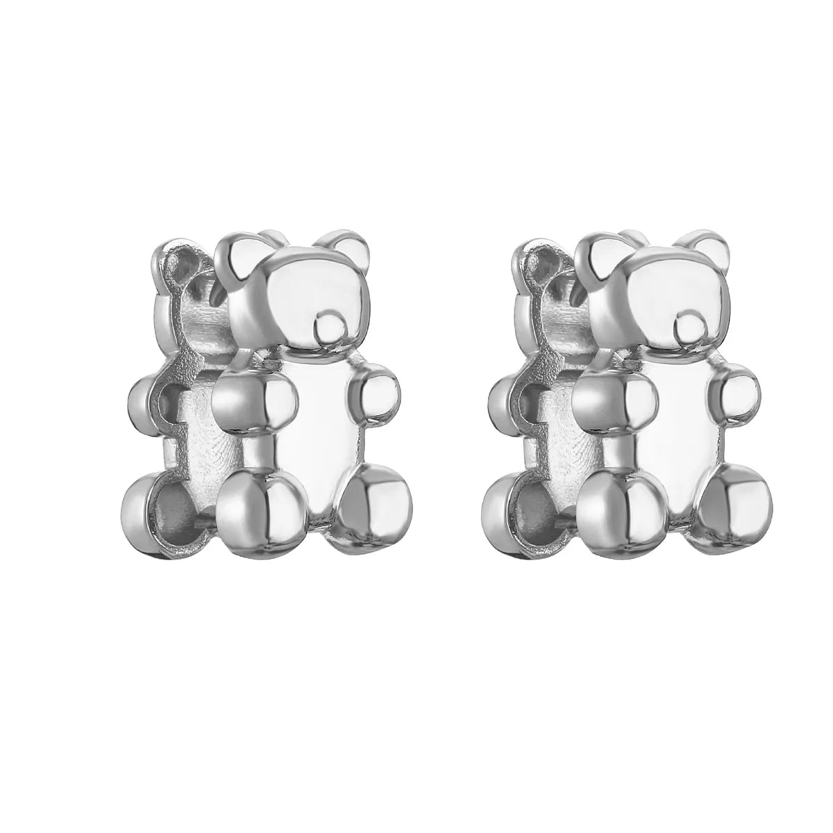 1 Pair Cute Bear Plating Copper 18k Gold Plated Ear Studs