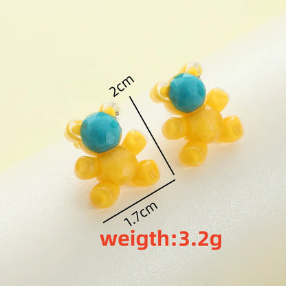 1 Pair Cute Bear Resin Ear Studs