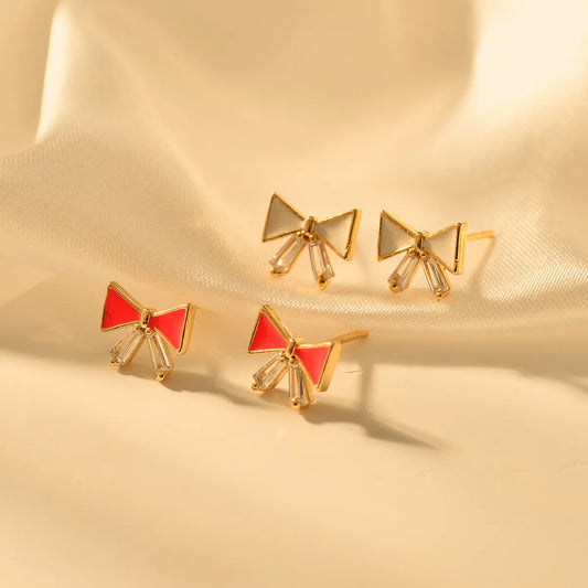 1 Pair Cute Bow Knot Alloy Ear Studs