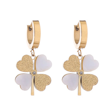 1 Pair Cute Bridal Four Leaf Clover Plating Carving Titanium Steel Gold Plated Earrings Ear Studs