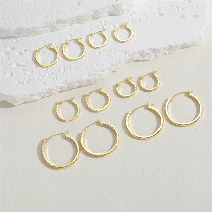 1 Pair Cute Bridal Simple Style Solid Color Plating Metal Inlay Copper Zircon 14k Gold Plated Hoop Earrings