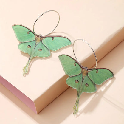 1 Pair Cute Butterfly Plating Arylic Alloy Hoop Earrings