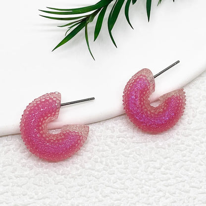 1 Pair Cute C Shape Stoving Varnish Arylic Earrings