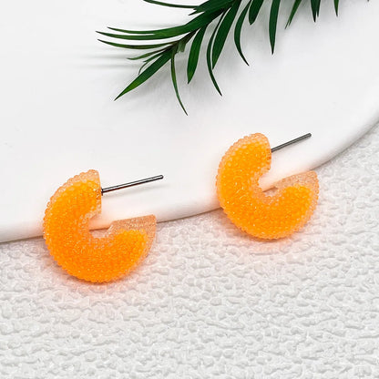 1 Pair Cute C Shape Stoving Varnish Arylic Earrings