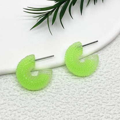 1 Pair Cute C Shape Stoving Varnish Arylic Earrings