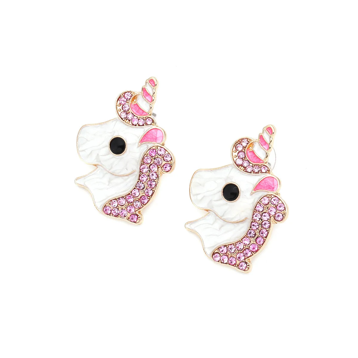 1 Pair Cute Cartoon Character Inlay Alloy Zircon Ear Studs