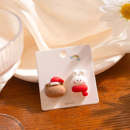 1 Pair Cute Cartoon Character Plating Resin Ear Studs