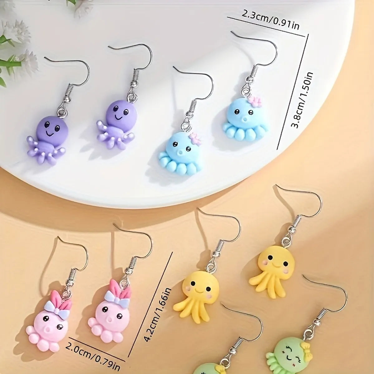 1 Pair Cute Cartoon Resin Drop Earrings