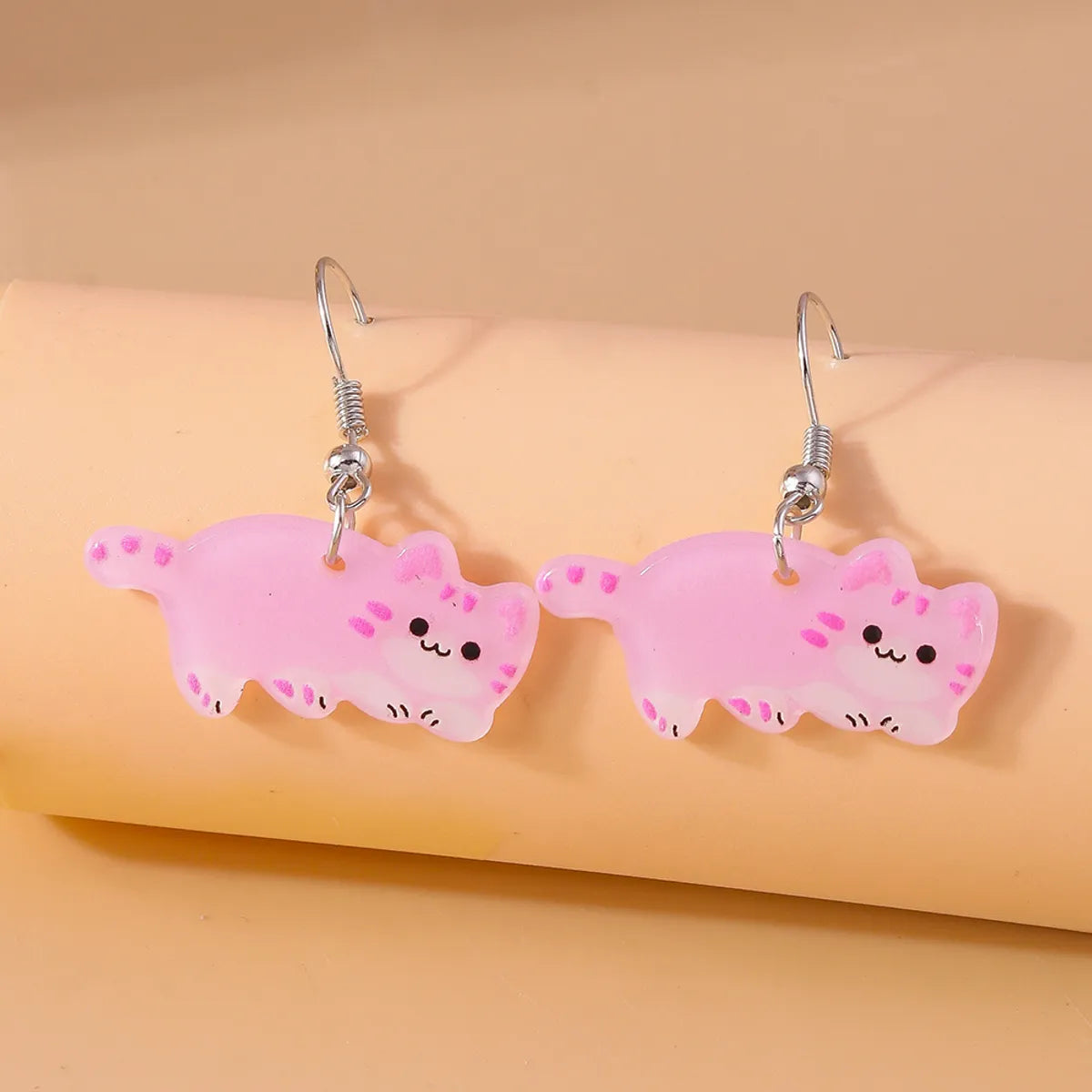 1 Pair Cute Cat Alloy Plastic Drop Earrings