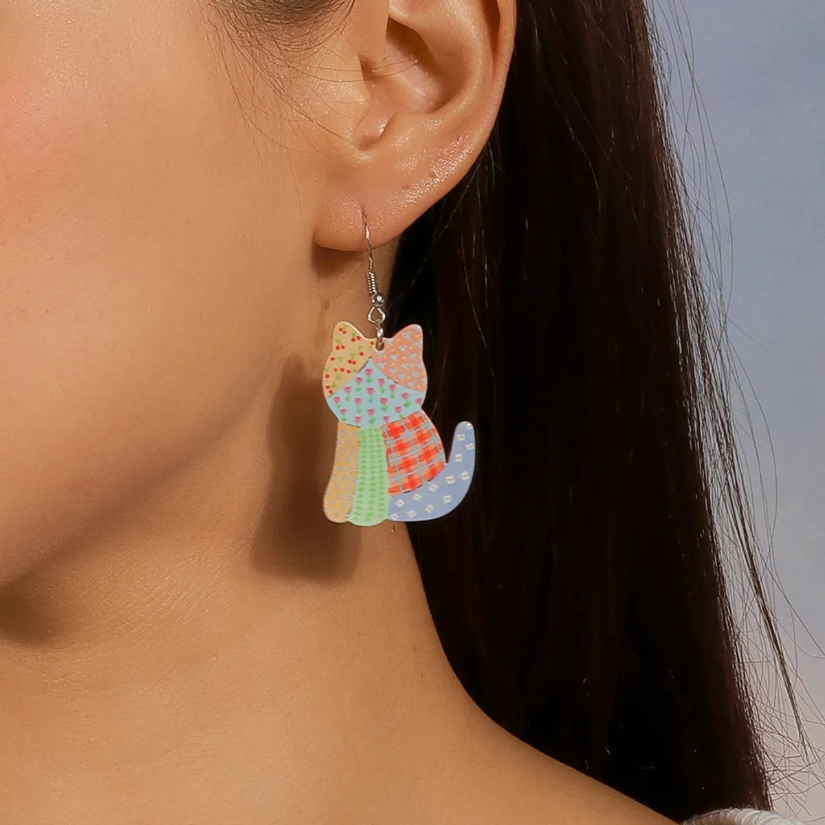 1 Pair Cute Cat Alloy Plastic Drop Earrings