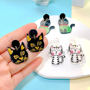 1 Pair Cute Cat Arylic Drop Earrings