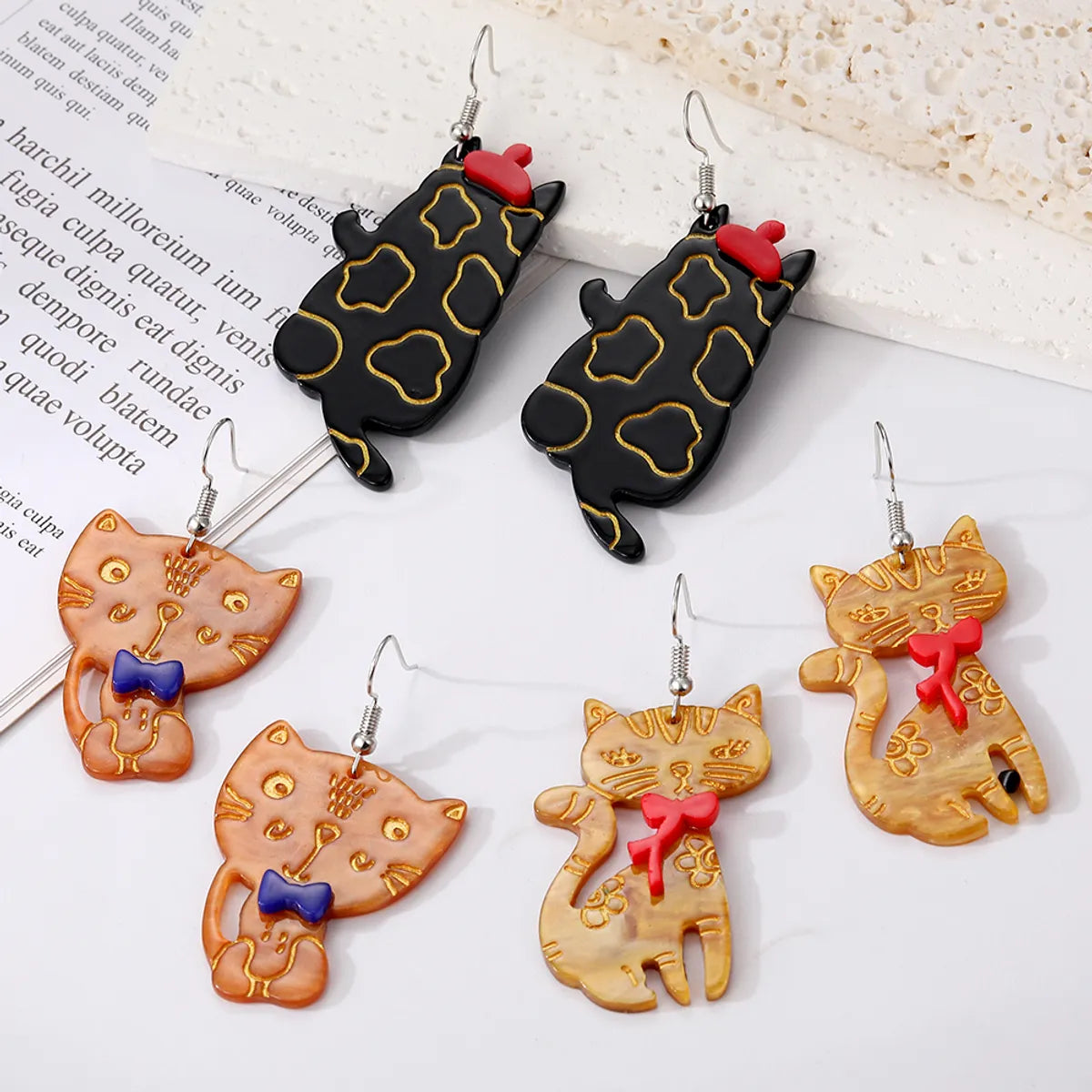 1 Pair Cute Cat Arylic Resin Drop Earrings